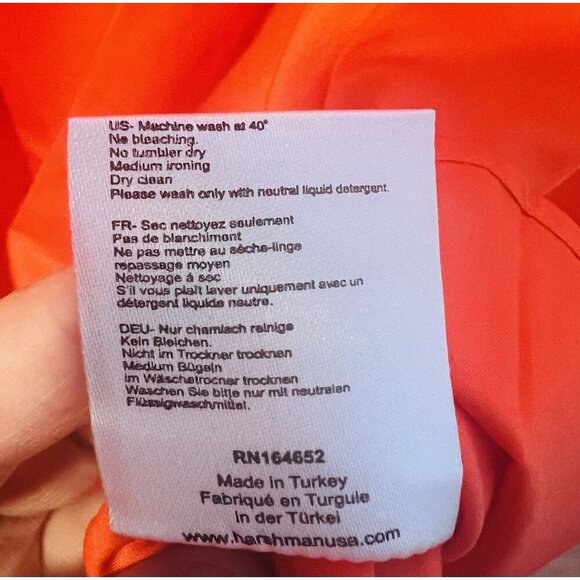 HARSHMAN Medina Blouse Top Plus Sz 2X ORANGE CORAL 100% Cotton Hi Low Hem $225 - Picture 7 of 8